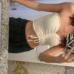 copper closet white rouched crop top